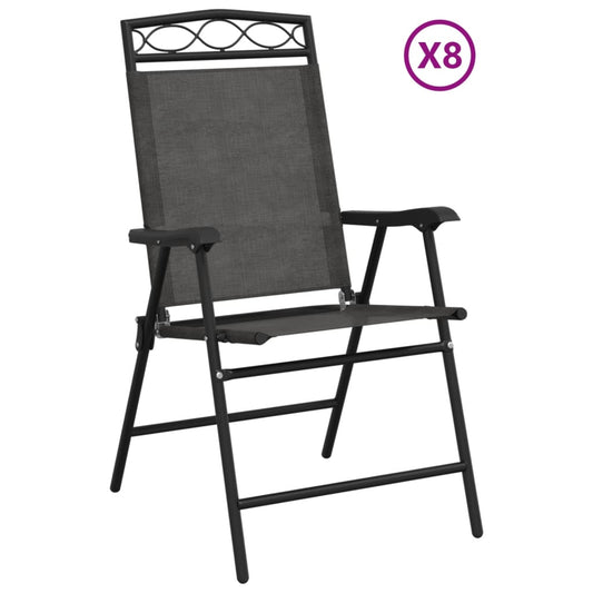 Klappbare Gartenstühle 8 Stk. Meliert Stahl Und Textilene
