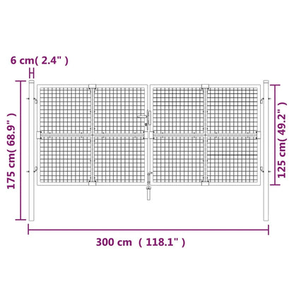 Mesh-Gartentor N 300X175 Cm Verzinkter Stahl