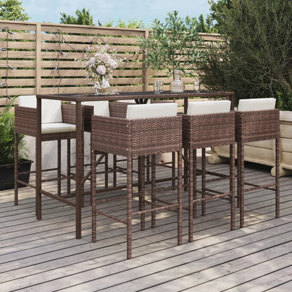 9-Tlg. Gartenbar-Set Mit Kissen Poly Rattan