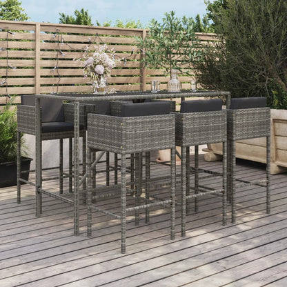 9-Tlg. Gartenbar-Set Mit Kissen Poly Rattan