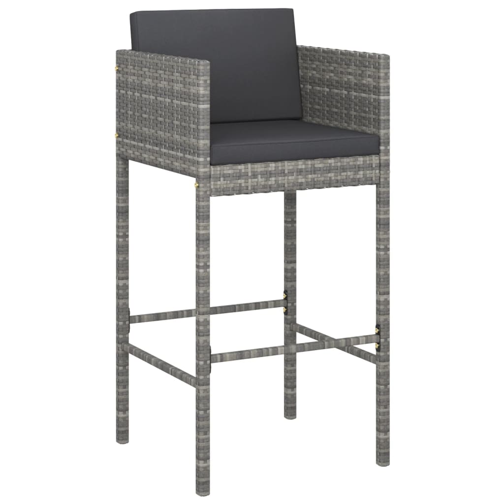 9-Tlg. Gartenbar-Set Mit Kissen Poly Rattan