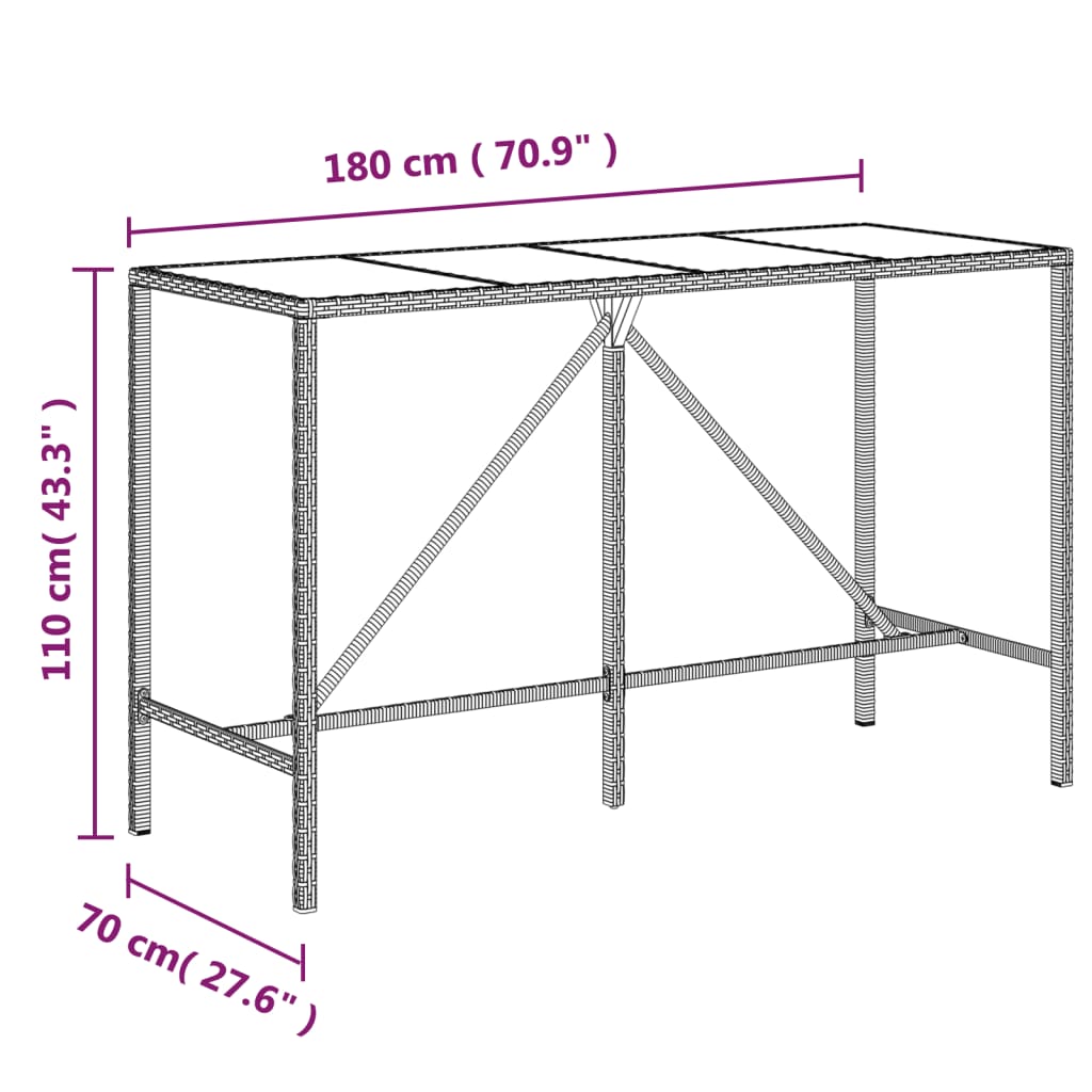 9-Tlg. Gartenbar-Set Mit Kissen Poly Rattan