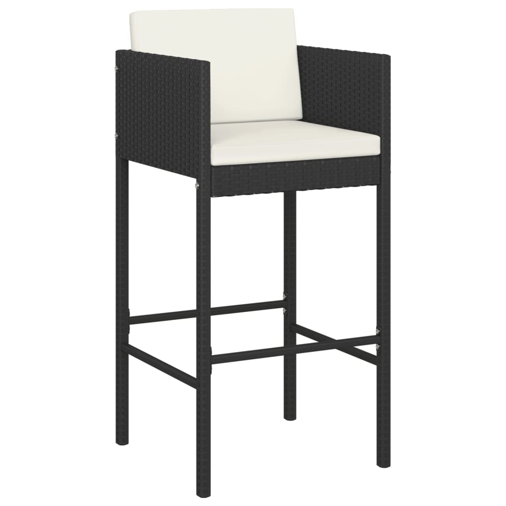 7-Tlg. Gartenbar-Set Mit Kissen Poly Rattan