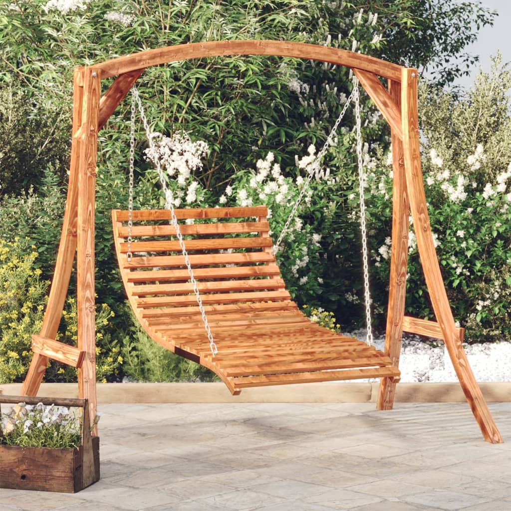 Hollywoodschaukel Massivholz Fichte Mit Teak-Finish