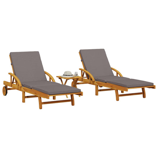 Sonnenliegen 2 Stk. Massivholz Akazie