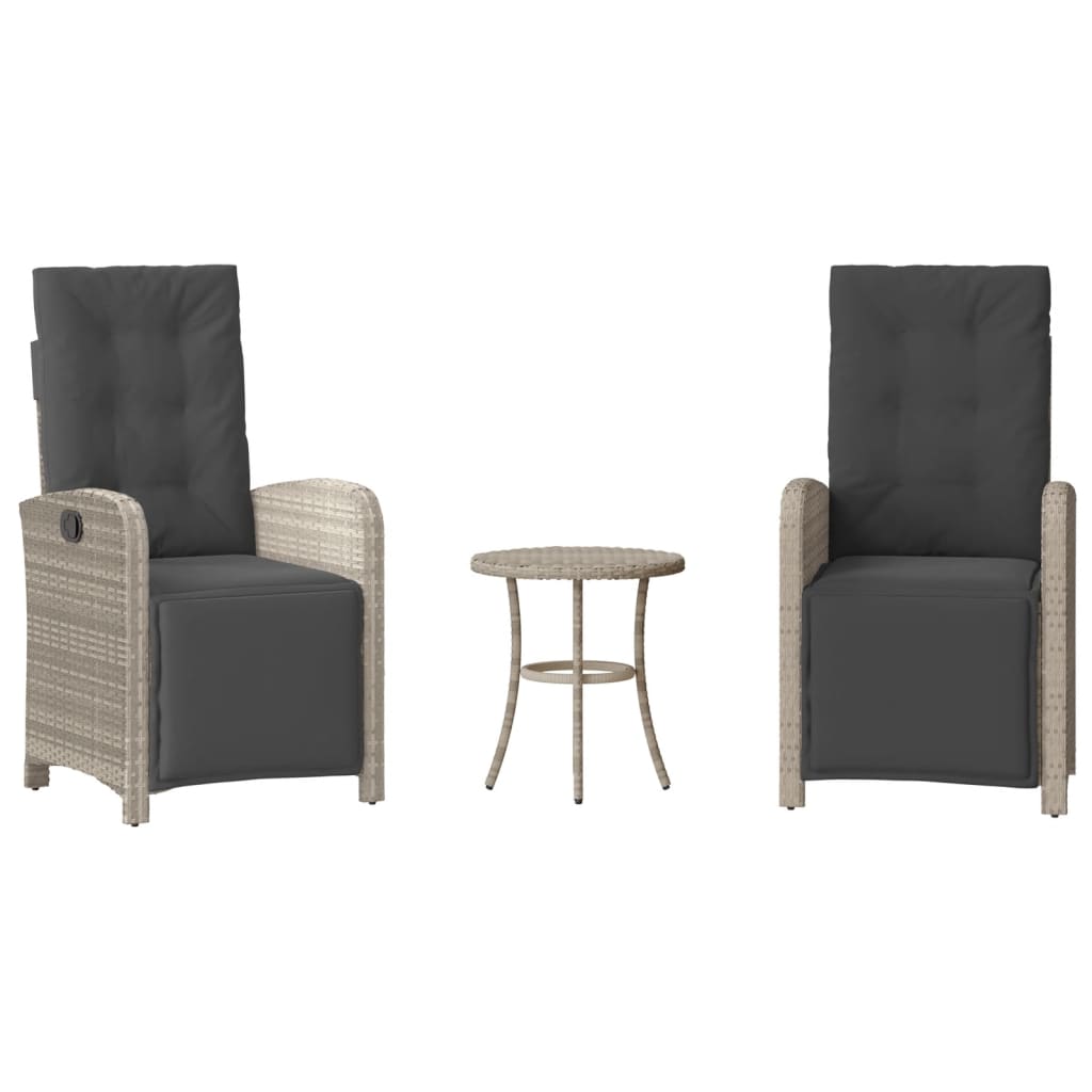 3-Tlg. Bistro-Set Mit Kissen Poly Rattan