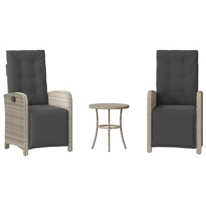 3-Tlg. Bistro-Set Mit Kissen Poly Rattan