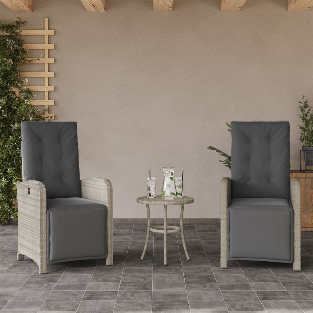 3-Tlg. Bistro-Set Mit Kissen Poly Rattan