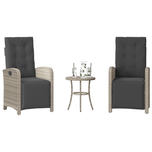 3-Tlg. Bistro-Set Mit Kissen Poly Rattan