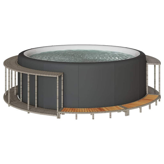 Whirlpool-Umrandung Mit Stauraum Holztreppe Poly Rattan