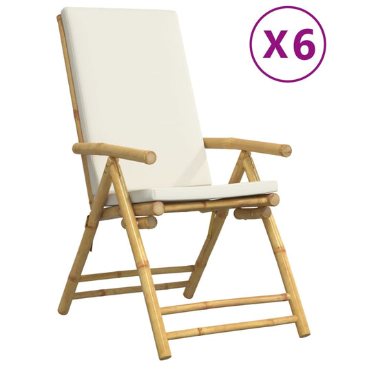 Gartenstühle 6 Stk. Verstellbar Klappbar Mit Kissen Bambus