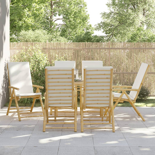 Gartenstühle 6 Stk. Verstellbar Klappbar Mit Kissen Bambus