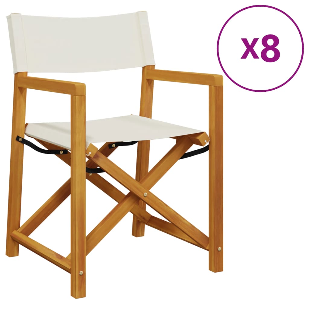 Klappbare Gartenstühle 8 Stk. Weiß Stoff
