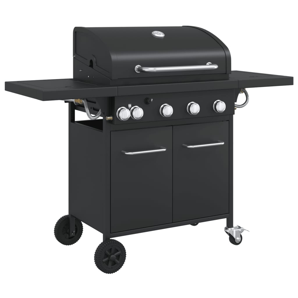 Gasgrill Mit 5 Flammen Schwarz Pulverbeschichteter Stahl