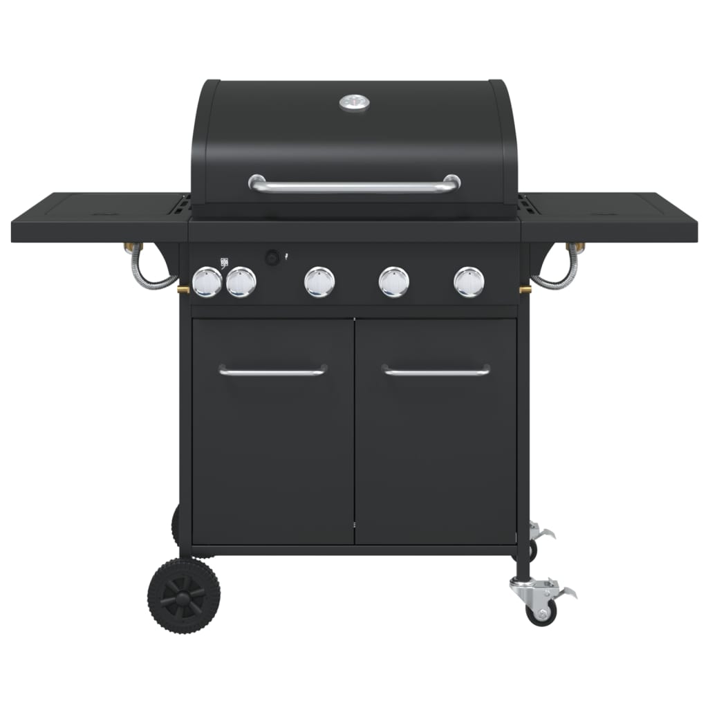 Gasgrill Mit 5 Flammen Schwarz Pulverbeschichteter Stahl