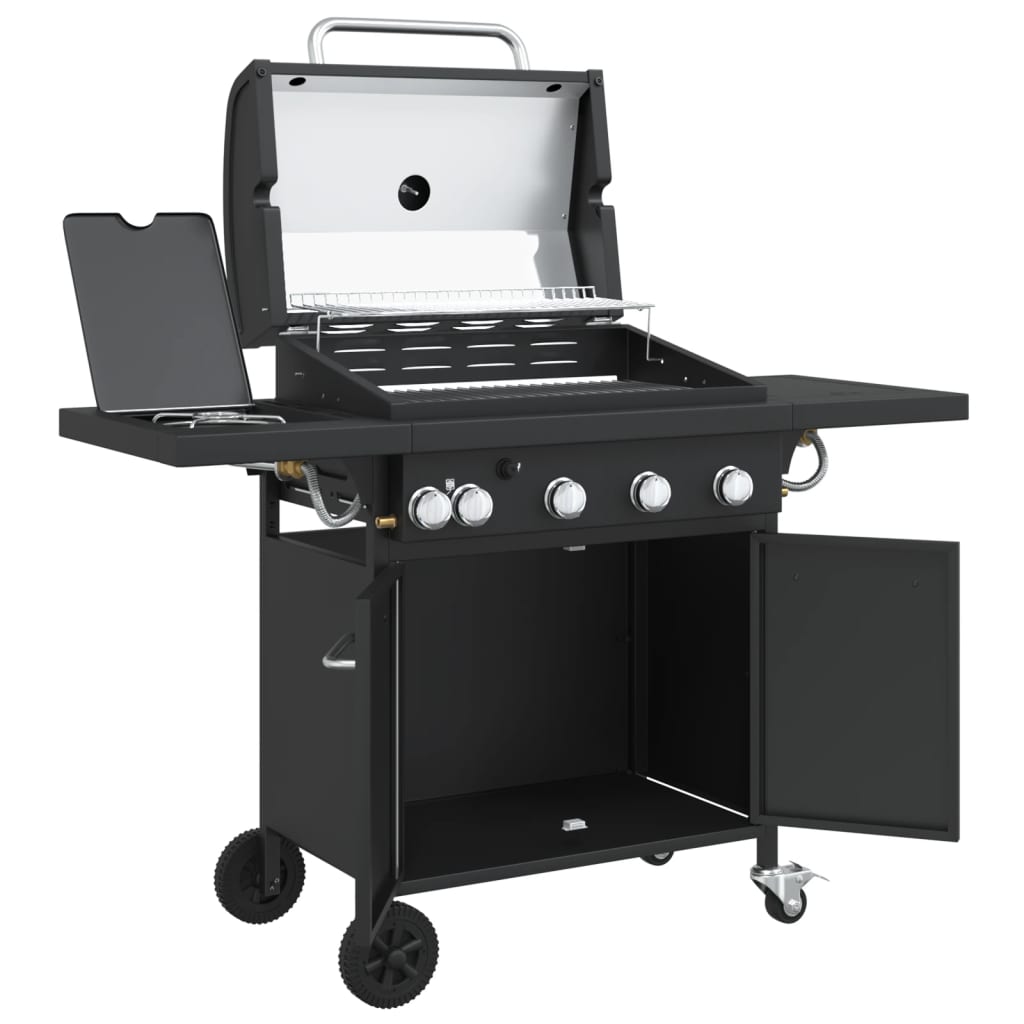 Gasgrill Mit 5 Flammen Schwarz Pulverbeschichteter Stahl