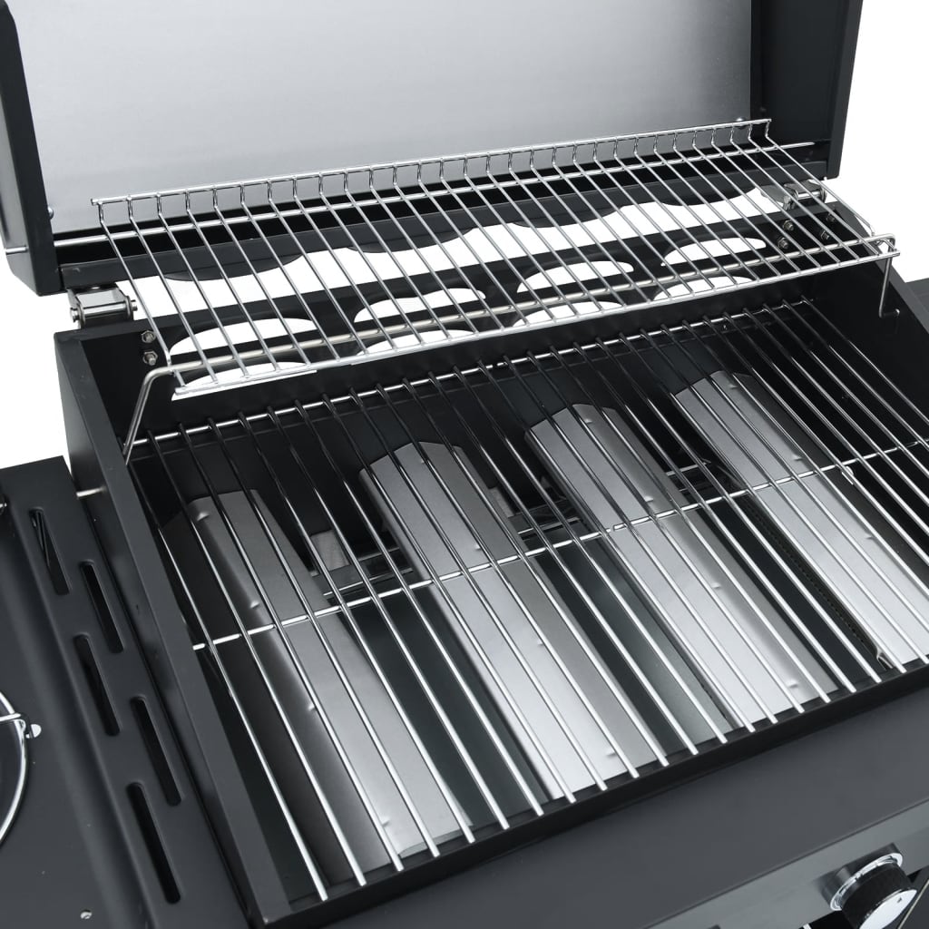 Gasgrill Mit 5 Flammen Schwarz Pulverbeschichteter Stahl
