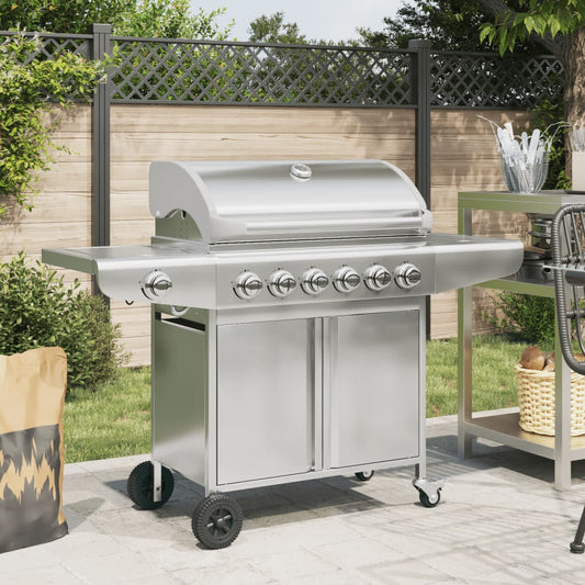 Gasgrill Mit 7 Flammen Silbern Edelstahl