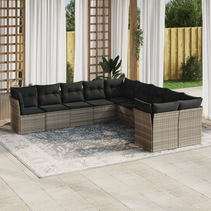 11-Tlg. Garten-Sofagarnitur Mit Kissen Beige Poly Rattan