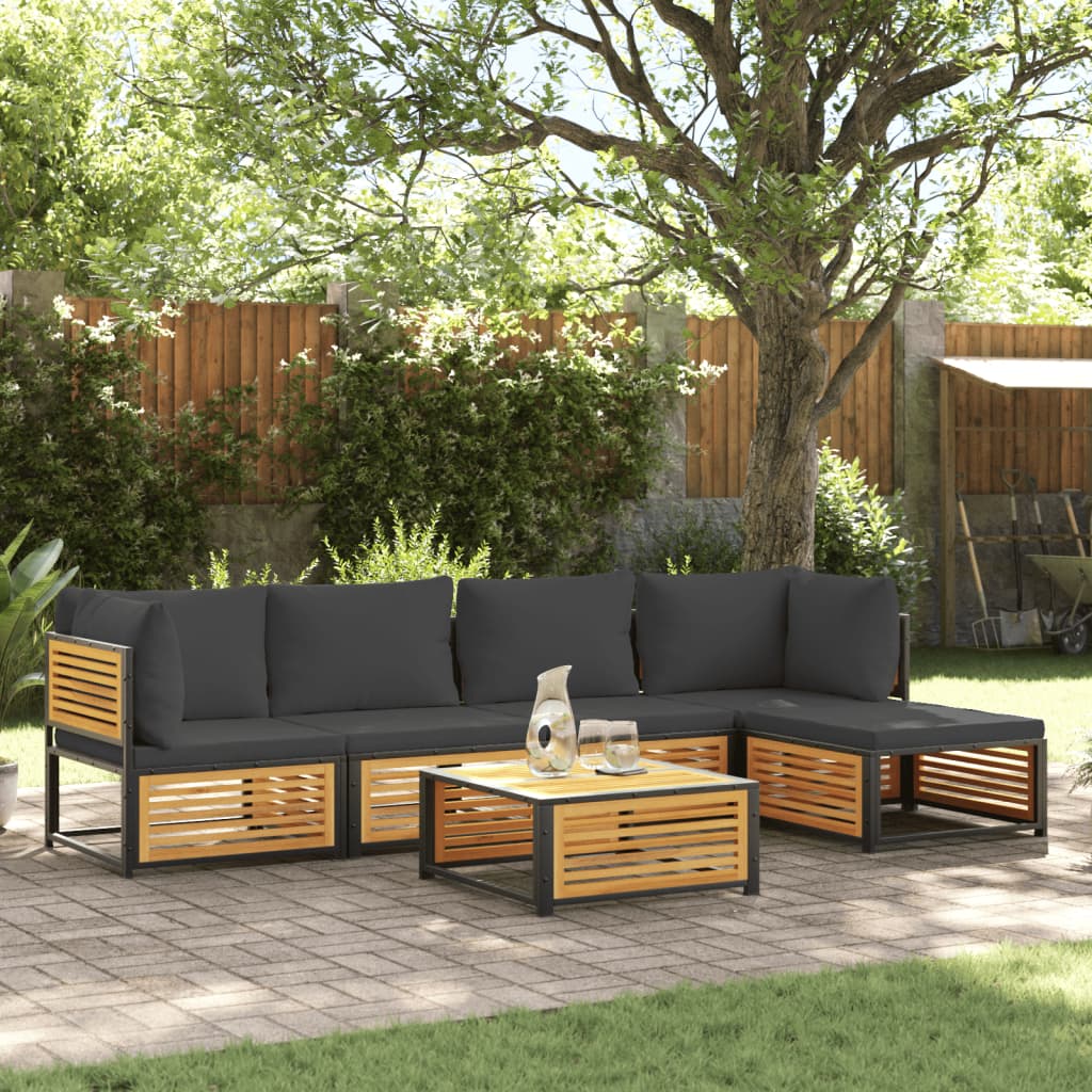 12-Tlg. Garten-Sofagarnitur Mit Kissen Massivholz Akazie