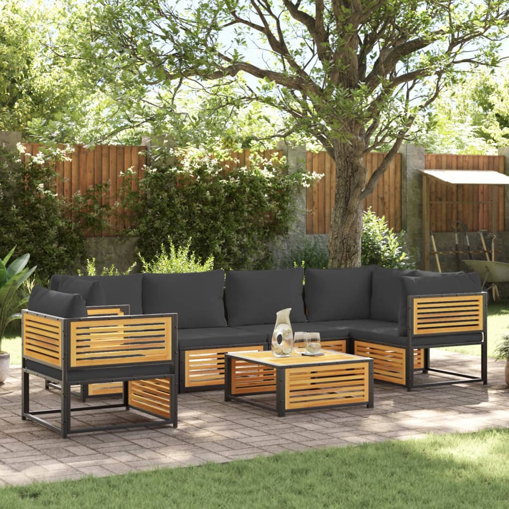 12-Tlg. Garten-Sofagarnitur Mit Kissen Massivholz Akazie