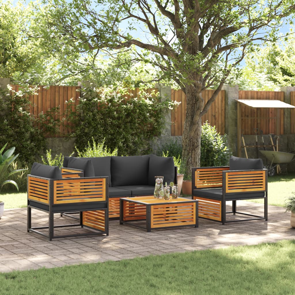 12-Tlg. Garten-Sofagarnitur Mit Kissen Massivholz Akazie