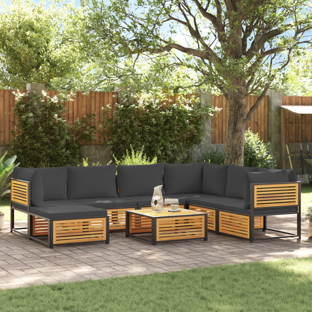 12-Tlg. Garten-Sofagarnitur Mit Kissen Massivholz Akazie