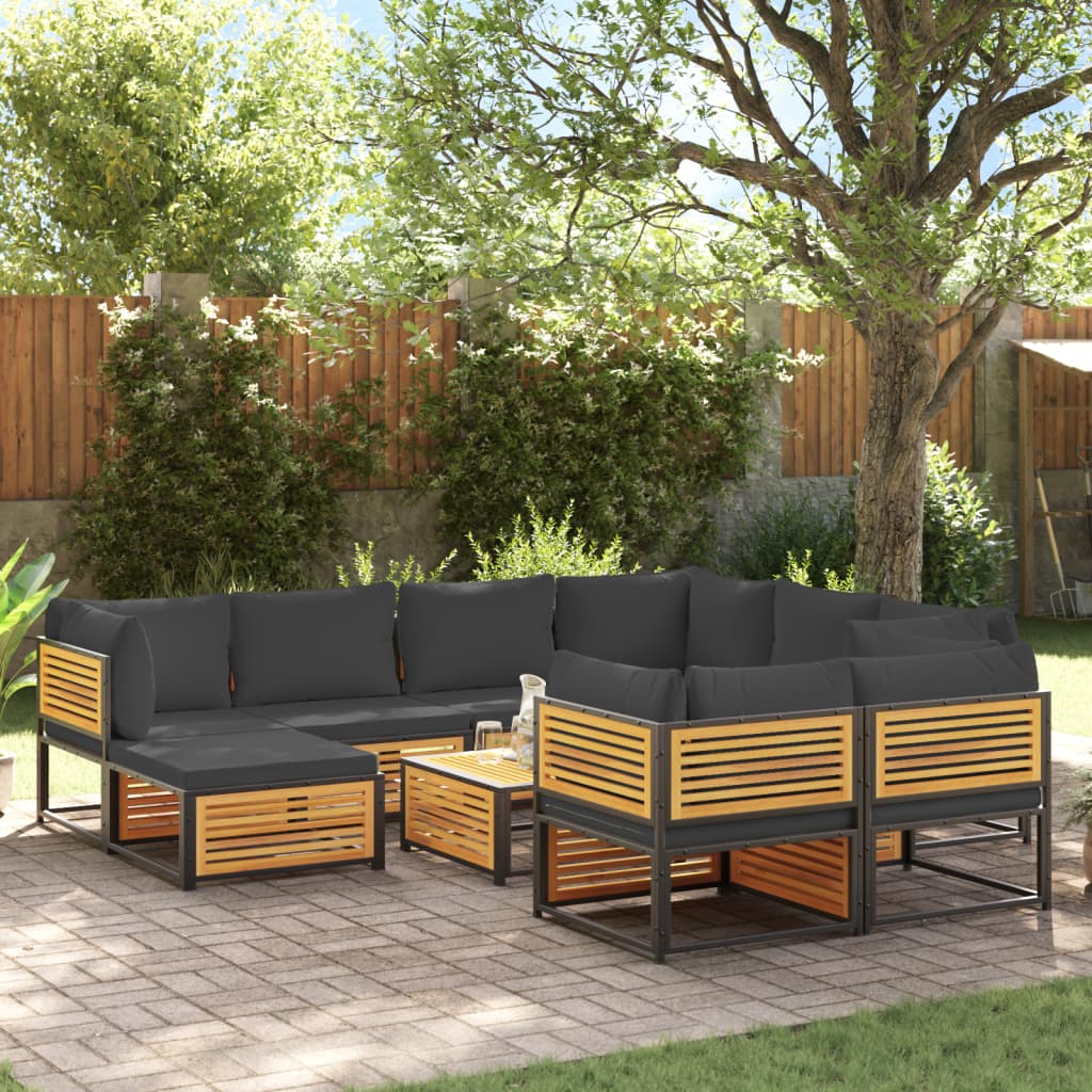 12-Tlg. Garten-Sofagarnitur Mit Kissen Massivholz Akazie