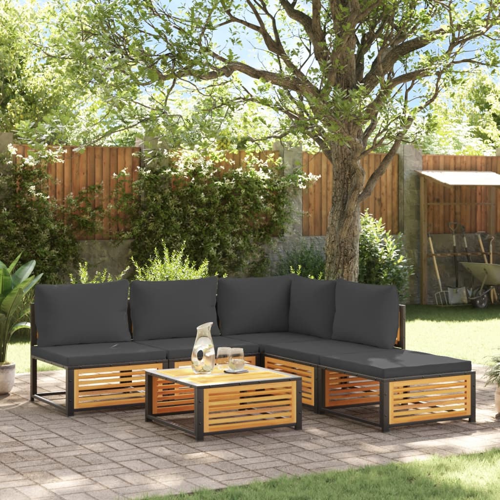 12-Tlg. Garten-Sofagarnitur Mit Kissen Massivholz Akazie