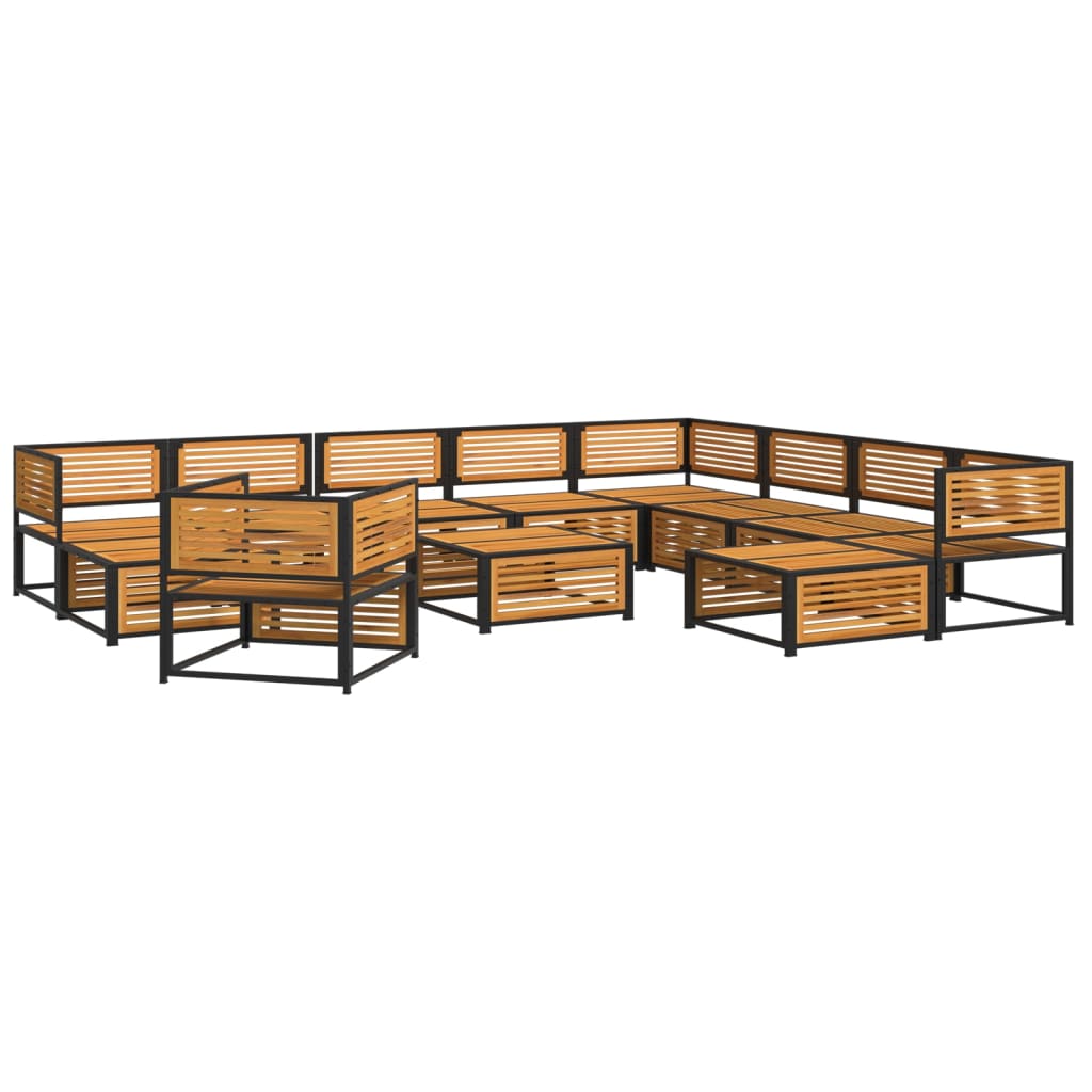 12-Tlg. Garten-Sofagarnitur Mit Kissen Massivholz Akazie