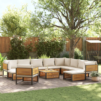 12-Tlg. Garten-Sofagarnitur Mit Kissen Massivholz Akazie
