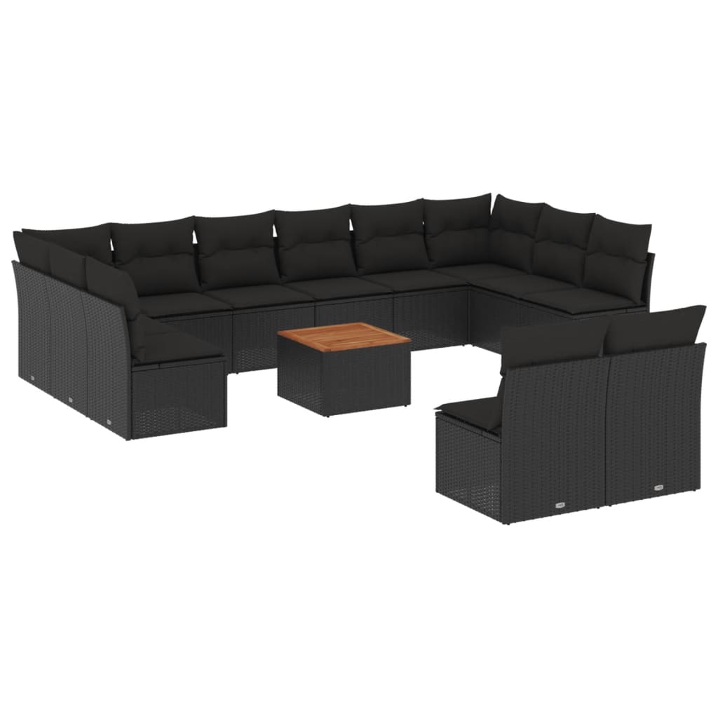 13-Tlg. Garten-Sofagarnitur Mit Kissen Poly Rattan