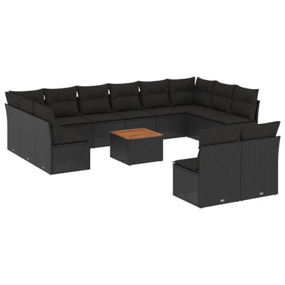 13-Tlg. Garten-Sofagarnitur Mit Kissen Poly Rattan