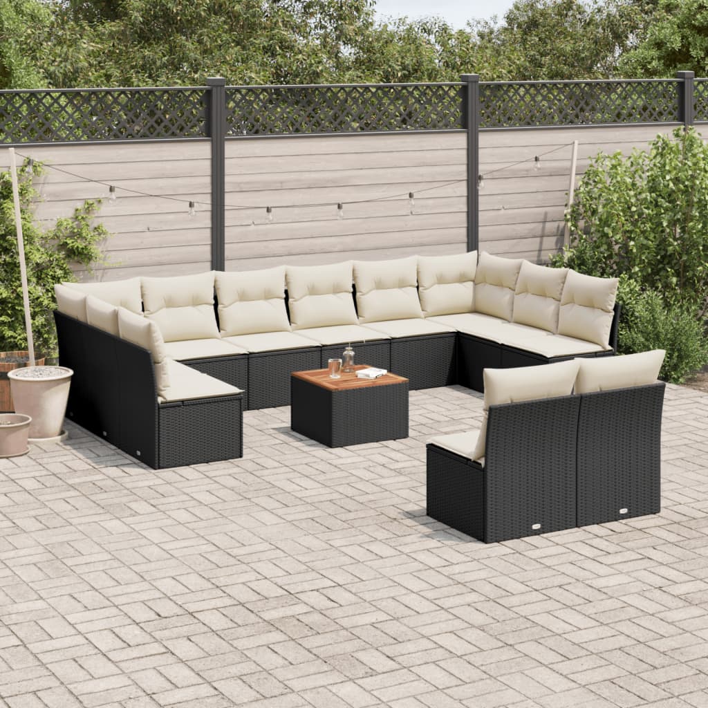 13-Tlg. Garten-Sofagarnitur Mit Kissen Poly Rattan