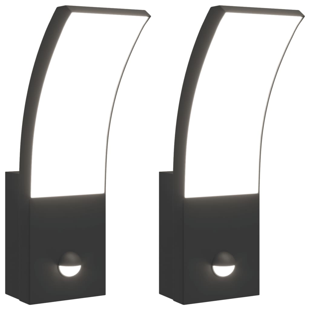 Led-Außenwandleuchten Mit Sensor 2 Stk. Aludruckguss Schwarz