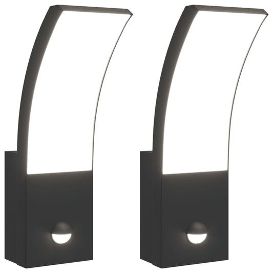 Led-Außenwandleuchten Mit Sensor 2 Stk. Aludruckguss Schwarz
