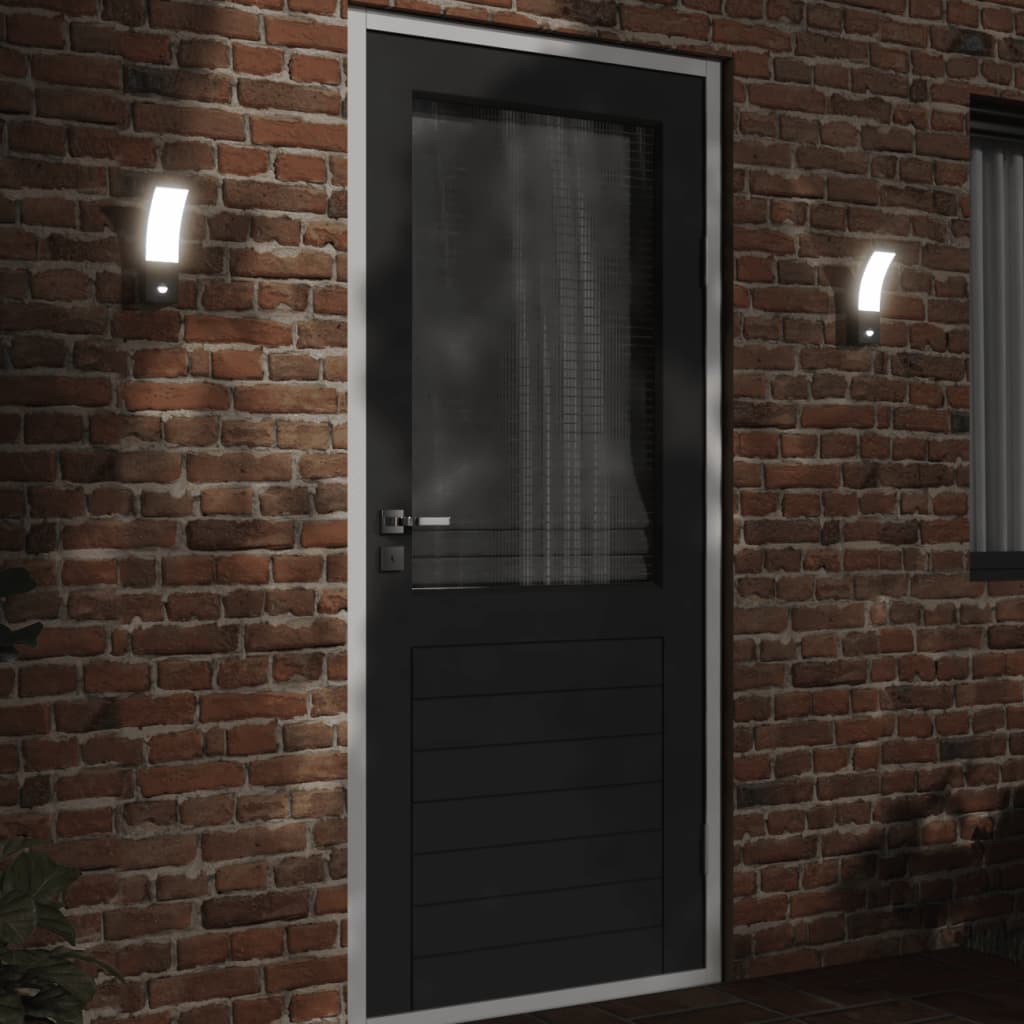 Led-Außenwandleuchten Mit Sensor 2 Stk. Aludruckguss Schwarz