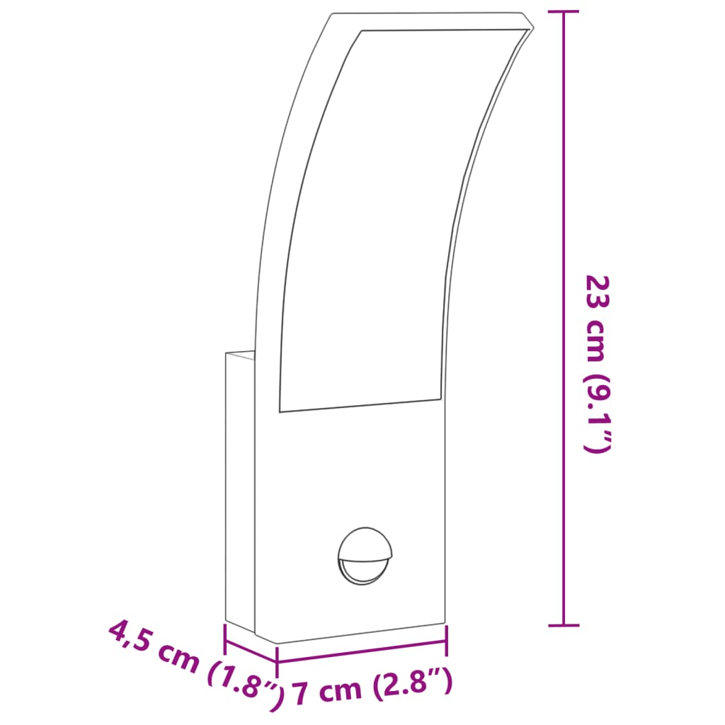 Led-Außenwandleuchten Mit Sensor 2 Stk. Aludruckguss Schwarz