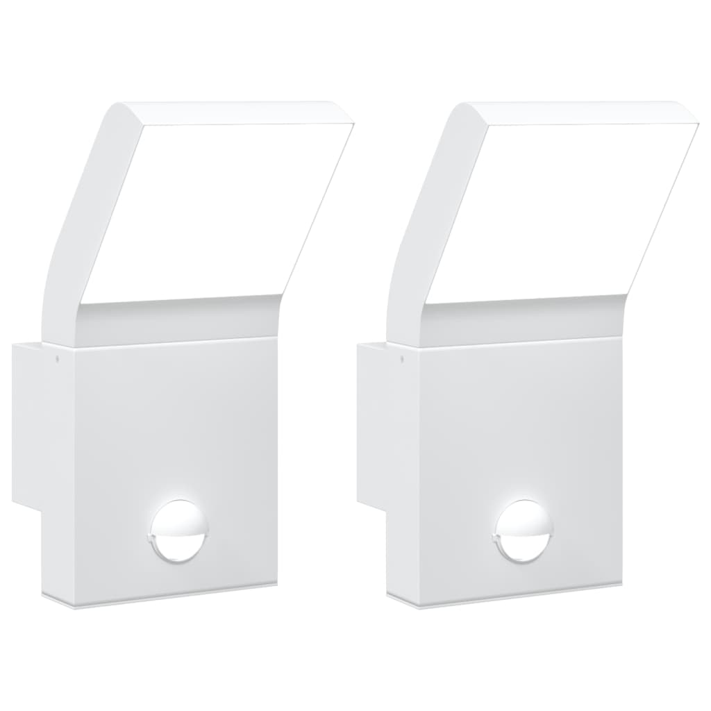 Led-Außenwandleuchten Mit Sensor 2 Stk. Aludruckguss Weiß