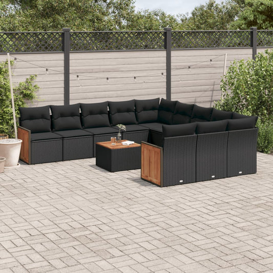 12-Tlg. Garten-Sofagarnitur Mit Kissen Poly Rattan