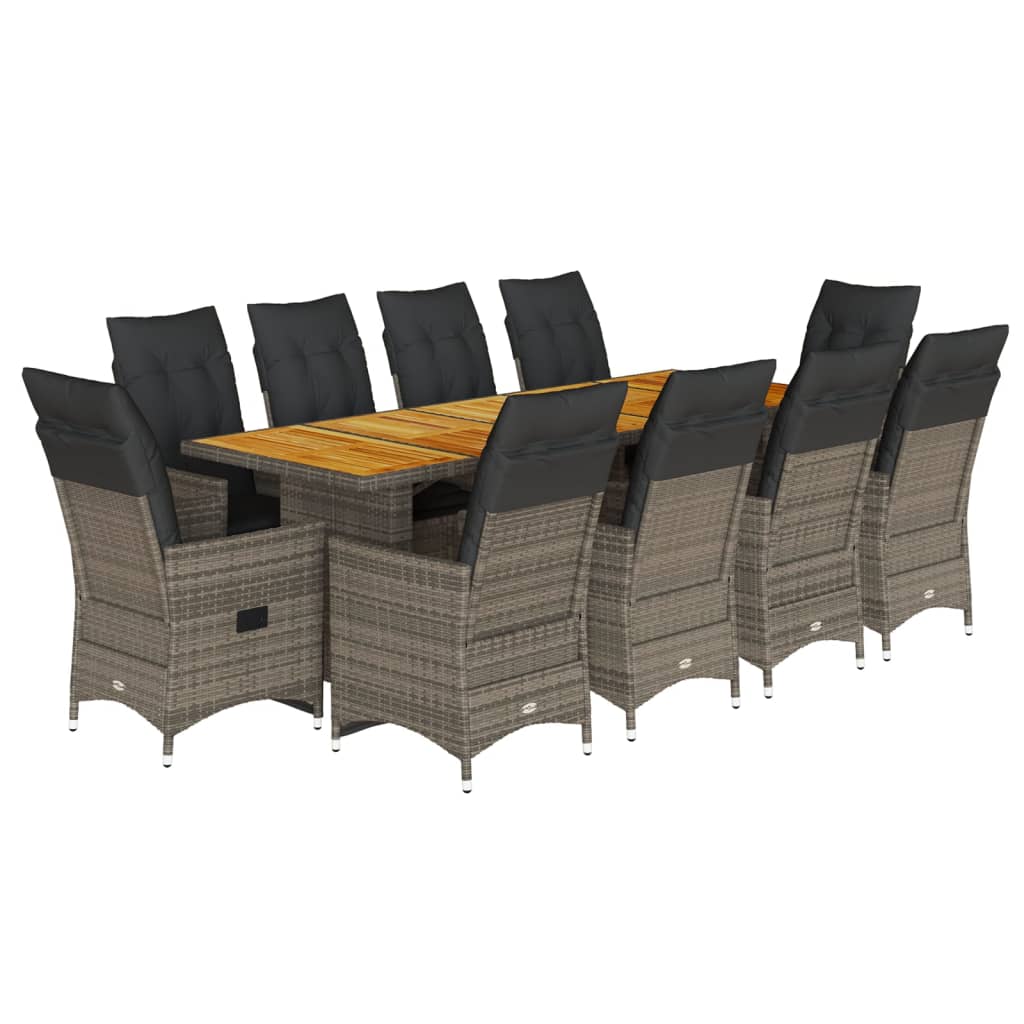 11-Tlg. Garten-Bistro-Set Mit Kissen Poly Rattan