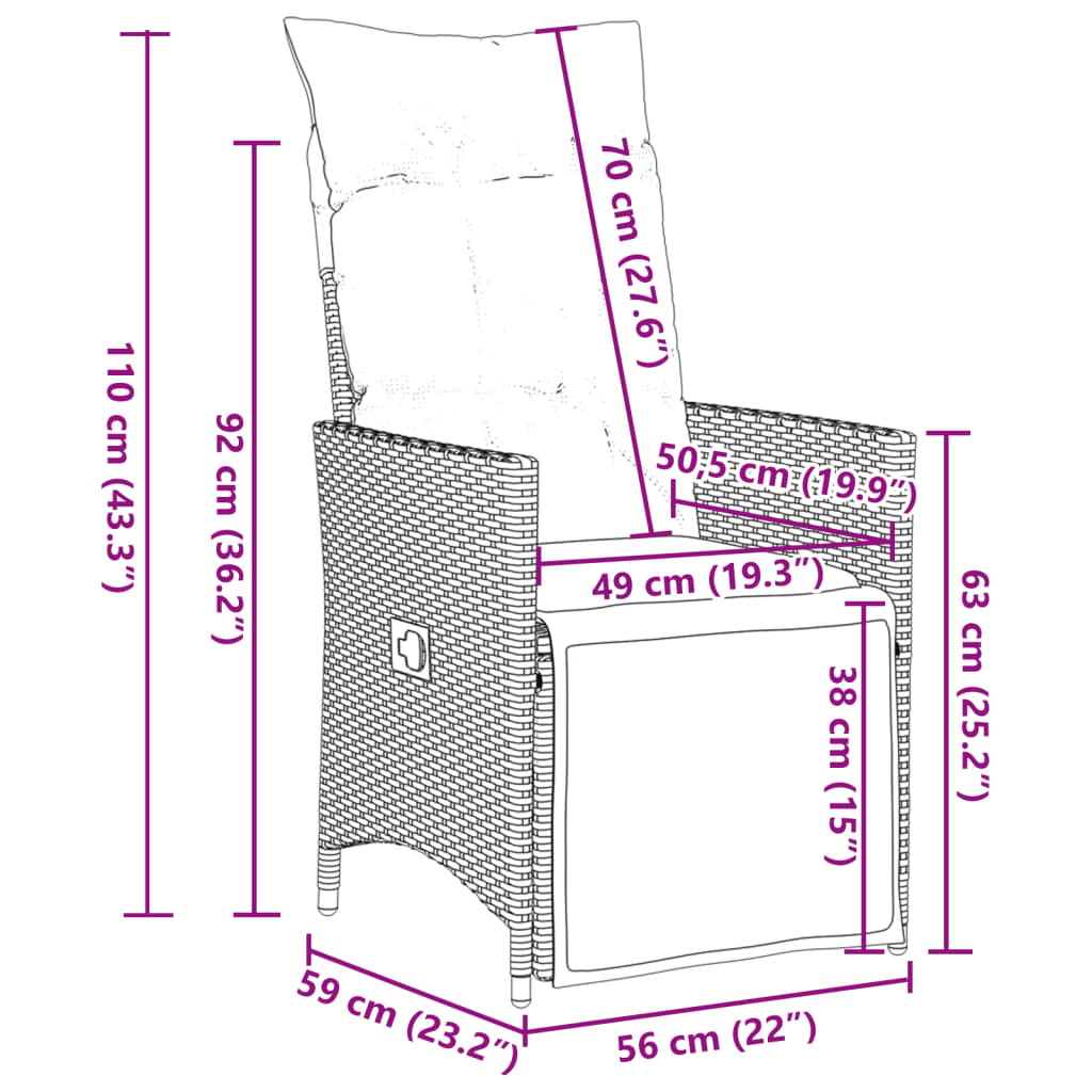 11-Tlg. Garten-Bistro-Set Mit Kissen Poly Rattan