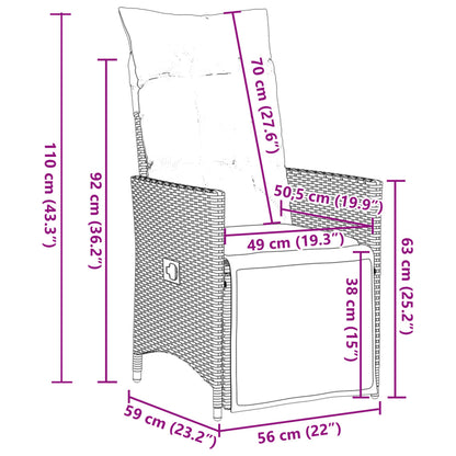 11-Tlg. Garten-Bistro-Set Mit Kissen Poly Rattan