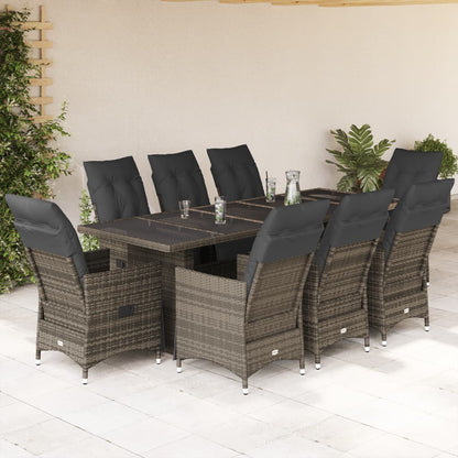 11-Tlg. Garten-Bistro-Set Mit Kissen Poly Rattan