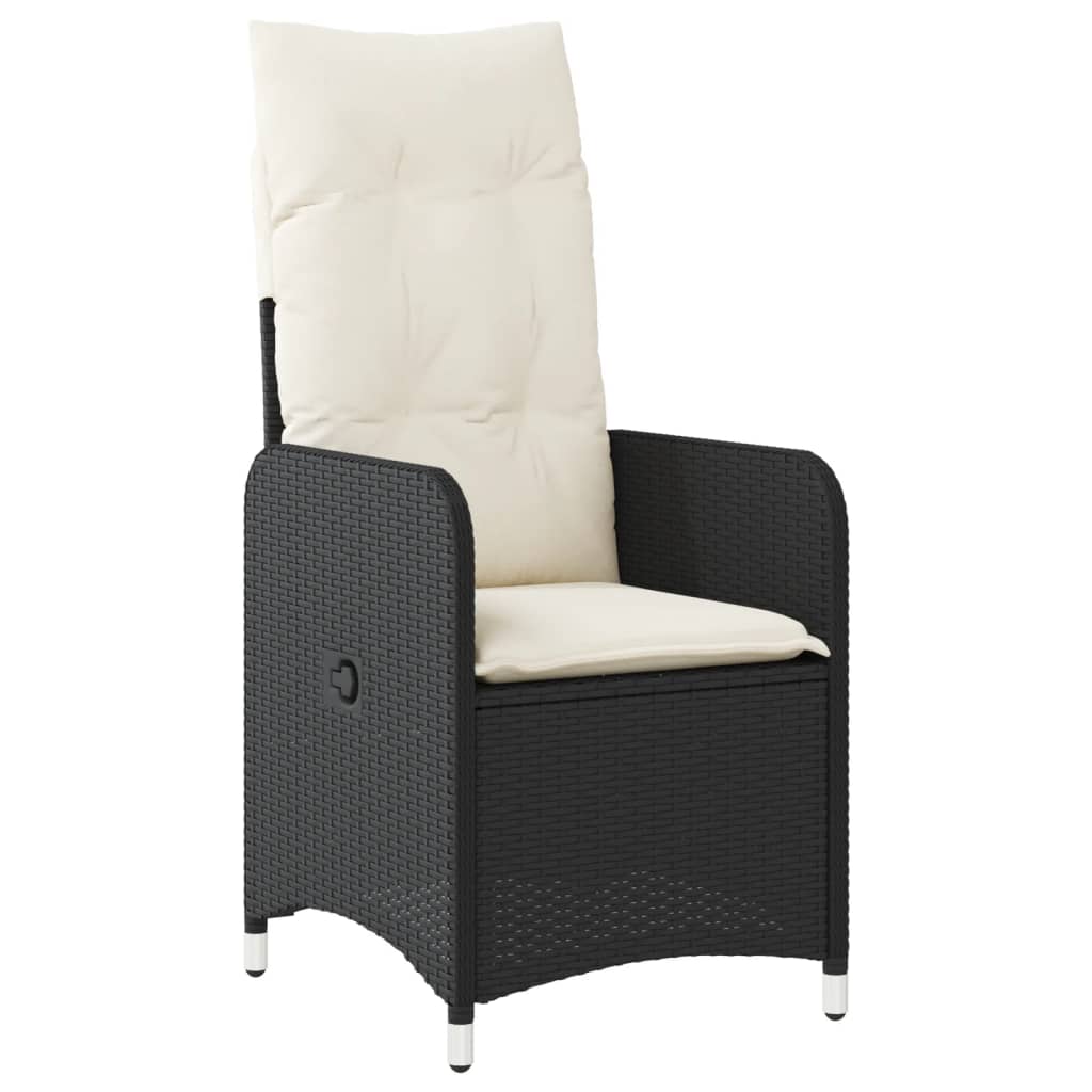 11-Tlg. Garten-Bistro-Set Mit Kissen Schwarz Poly Rattan