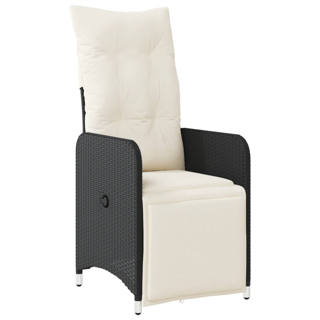 11-Tlg. Garten-Bistro-Set Mit Kissen Schwarz Poly Rattan