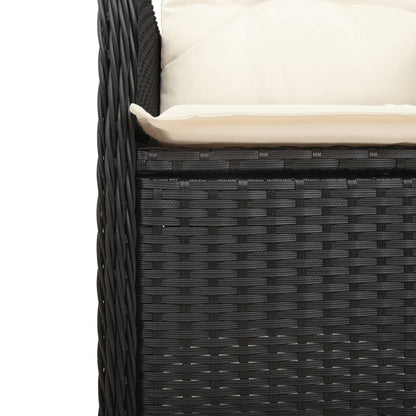 11-Tlg. Garten-Bistro-Set Mit Kissen Schwarz Poly Rattan