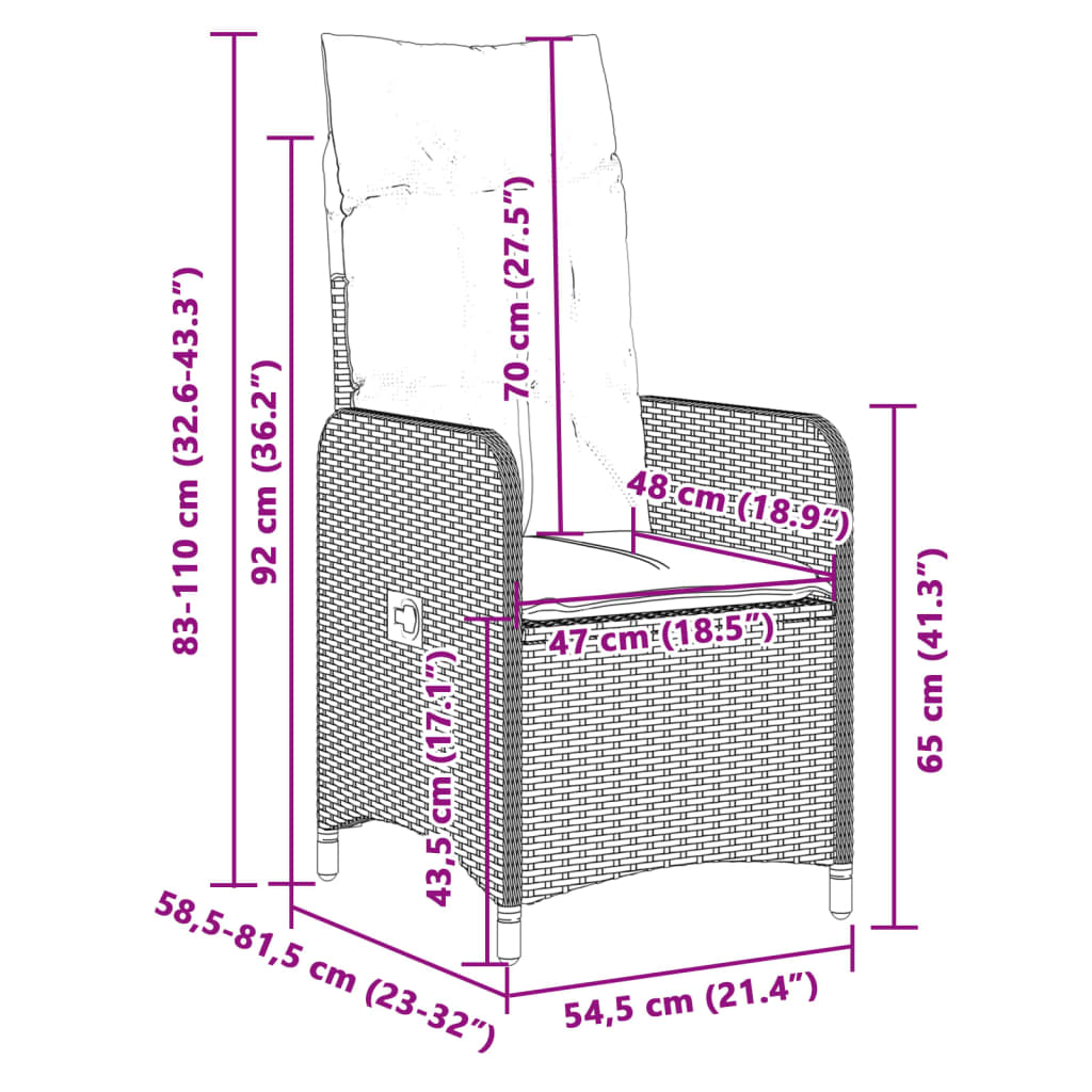 11-Tlg. Garten-Bistro-Set Mit Kissen Schwarz Poly Rattan