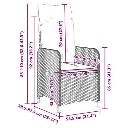 11-Tlg. Garten-Bistro-Set Mit Kissen Schwarz Poly Rattan