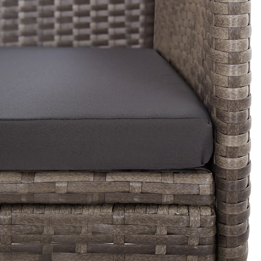 11-Tlg. Garten-Essgruppe Mit Kissen Grau Poly Rattan